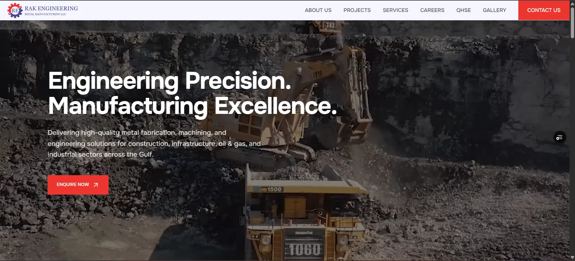 Screenshot of RAK Engineering — Metal Manufacturing